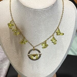 Chic Gold and Green Gemstone Necklace